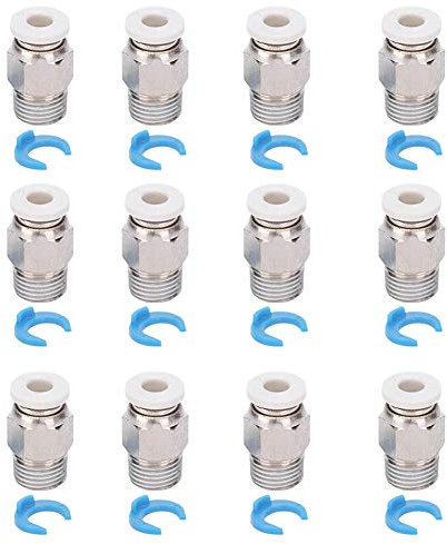 12Pcs Pneumatic Fitting Push Connector Straight Quick Connector 3D Printer Extruder Accessories CR10 M10 Thread 3D Printer Accessories