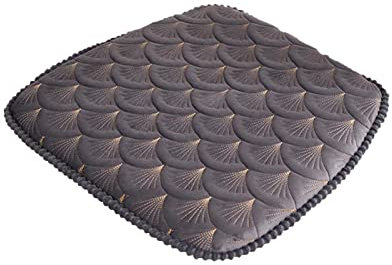 ZIBENE Stuhlkissen Esszimmer Binden, Sitzkissen Gartenstuhl 1 StüCk, Sitzpolster Stuhl 45x45 mit BäNdern und Rutschfester Boden, Samt Stuhlauflagen KüChenstuhl Landhaus Halbrund 1er Set Grau