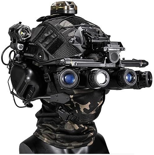 PERTID Taktischer Fast Helm Mit Airsoft Maske Und Noise-Cancelling-Kopfhörer, Paintball Brille, NVG Halterung Und Teleskop-Modell Für Outdoor Jagd Und CS Spiel Ausrüstungskombination