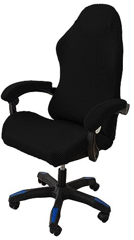 LIFEDX Funda Silla Gaming Elásticas con Brazos 4 Piezas Ajustables,Funda Ergonómicas para Silla de Juegos de Oficina,Funda de Sillas Gamer Racing Protectora Lavable Extraíble,No Incluye Sillas,Negro