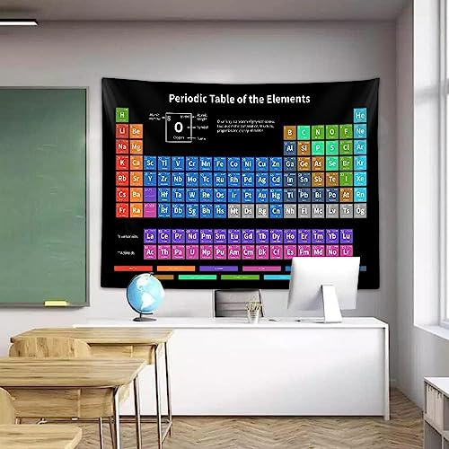 Periodensystem der Elemente, Poster, Wandteppich, Wissenschaftslabor, Chemie, pädagogische Dekoration, Kunst-Wandteppich, Wandbehang für Klassenzimmer, Kinderzimmer, Schlafsaal, Lehrer, Büro,