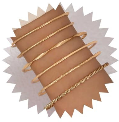 Inateannal Gold Ton Manschette Armreif Armband Set Geschichtet Stapelbar Offen Wickeln Armreif Indischen Multi Offene Manschette Armreif Armband Stapeln Dünne Manschette Armreif Schmuck Frauen Mädchen
