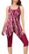 Ecupper Damen Tankini Set Badekleid Blumen Muster Badeanzug mit Shorts Swimsuit Übergröße Rot XXL