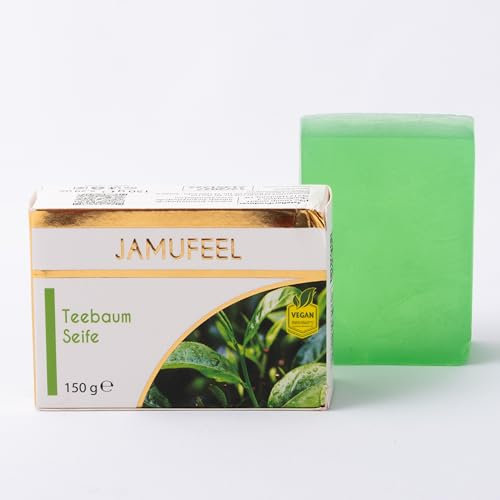 Jamufeel • Teebaum Kernseife für das Gesicht • 150g • Sanfte Reinigung & Pflegende Wirkung • 100% Vegan • Ohne Gentechnik • Frei von Allergenen