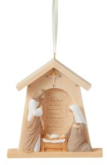 Enesco Foundations The Holy Family Krippen-Hängeornament, 8,9 cm, Mehrfarbig