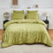 DXHOME Bettwäsche 200x200 cm Grün Olivgrün Seide Satin Ginkgo Muster Pflanzen Bettwäsche Wendebettwäsche Set 3teilig Bettbezug Sets mit Reißverschluss und 2 Kissenbezüge 80 x 80cm