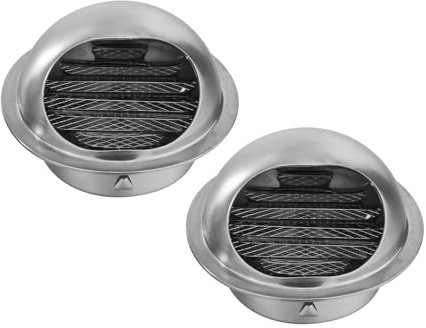 Twilight Garage 2PCS 100 mm Air Vent Grille Covers 304 Stainless Steel Bull Nosed Vent Outlet, Round Ventilation Grill Screen Hood for The External Wall Exhaust, Built-in Screen Mesh(4 Inch)