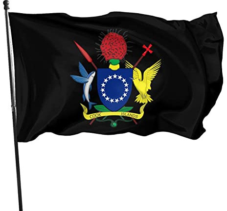 Wappen der Cookinseln-Flagge, 3 x 5 Fuß, lebendige Farbe und UV-beständig, Wandflaggen, Banner für den Innen- und Außenbereich