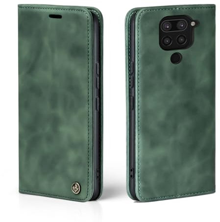 LBH Handyhülle für Xiaomi Redmi Note 9 in Grün mit Karten- und Geldfach Smartphone Hülle mit Standfunktion Flip Case Schutzhülle Magnetverschluss Vintage