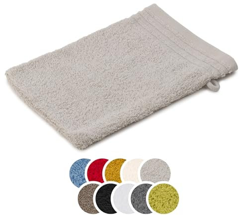 liebling Waschhandschuh Baumwolle, Serie Frankfurt, 400 gr. / m², 16 x 21 cm, 60 Grad, mit hochw. Borte, saugstark, Farbe: Silber