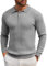 COOFANDY Polo Neck Jumpers for Men Jumper Tops Casual Smart Knitted Pullover Sweatshirt Jumper Winter Sweater Casual Solid Color Light Grey M