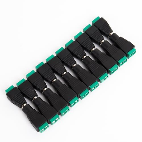 SCOOYUCK 10 Paires Connecteur 12V, Connecteur de Puissance 2 Fils, DC Prise 5,5mm x 2,1mm, Connecteur pour Caméras CCTV et Bandes LED