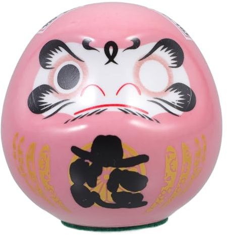 Cabilock Ornamente Fortunea Darum Maskottchen Japanische -Figur -reichtumsstatue Traditionelle Japanische Puppe Traditionelle Zen-Puppe - Wackelt Rosa Keramik
