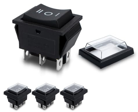 Innfeeltech 4 pezzi mini interruttore a bilanciere nero ON-OFF-ON 6 pin 6 posizioni interruttore a levetta con 4 cappucci impermeabili
