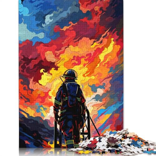 Puzzle für Erwachsene 1000 Teile, Künstlerisches Feuerwehr-Puzzle für Erwachsene, Kartonpuzzle, Lernspiel für Erwachsene und Kinder, 38 x 26 cm