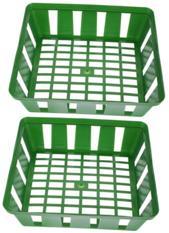 PHENOFICE 2 Pezzi Cestini per Piantare Vasi Cestini per Piante da Esterno Cestello da Giardino per Vivai Cestini per Vivai in Plastica Cestini da Esterno con Fori di Drenaggio Verde Pp