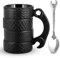 Tasse avec cuillère - 500 ml - Grande tasse à café en céramique - Tasse créative - Poignée 3D - Tasse à café - Grande tasse de voiture avec anse - Pour les hommes, les amateurs de voitures, les
