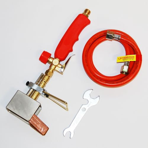 sopomarkt24 Lötset für Dachrinnen & Fallrohre – Kupfer Lötkolben mit Windschutz, Propangas Anschluss, Flammentemperatur 2000°C, inkl. Sicherheits-Handgriff & Zubehör für Spenglerarbeiten