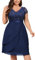 MISSMAY Women's Plus Size Elegant Sequin Lace V Neck Ruffle Trim Chiffon Hem Cocktail Party Swing Dress (0XL, Navy Blue)