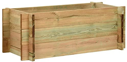 LAPOOH Pflanzkübel Hochbeet Kiefernholz Imprägniert 80 cm, Palettenrahmen, Hochteich, Gemüsebeet, Kräuterregal Balkon, Blumenbeet, Kräuterspirale, Tomatenbeet, Pflanzhochbeet - 43348