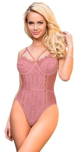 Oh Yeah Lover Rosa con Aros Y Encaje Body Ferretto e Pizzo S-M, Donna