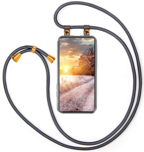 moex Handykette für Redmi Note 14 Pro 5G Hülle mit Band abnehmbar, Handyhülle mit Kette zum Umhängen, Handyband 155 cm lang Stoff Kordel Umhängehülle, Handy Umhängeband, Anthrazit
