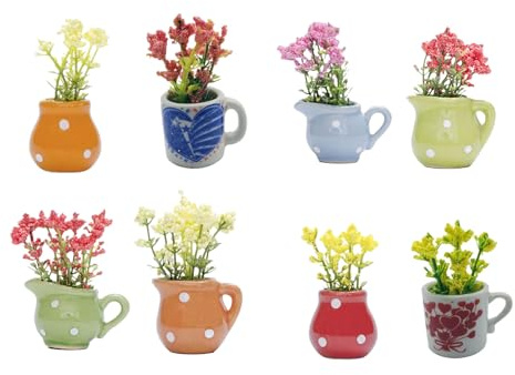 8Pieces Buds Vases Ornaments For Refrigerator Resins Flower Pots Magnets Farmhouses Kitchen Decors Accessories Kitchen Organizers