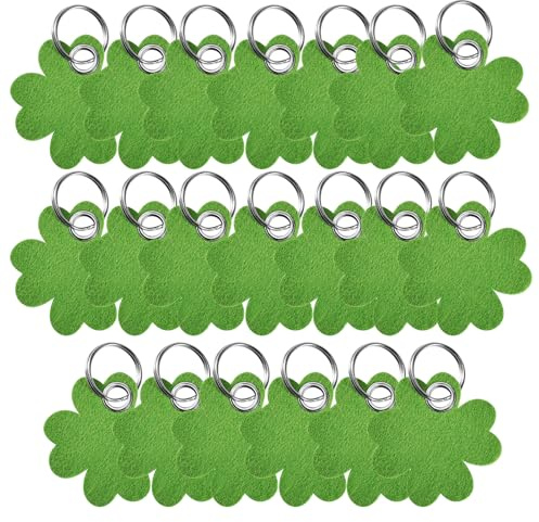 Editbar 20PCS Kleeblatt Schlüsselanhänger Filz Rohling | Schlüsselanhänger für Glücksgeschenk, Glücksbringer Anhänger Viel Glück Geschenk zur Prüfung Abschied Schulanfang Einschulung