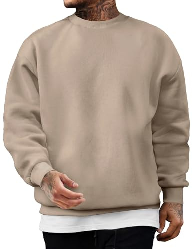 JMIERR Mens Sweatshirts Fleece Jumper Cotton Crew Neck Pullover | Oversized,For Men Uk,Sports Leisure,Casual,Basic Solid Winter Tops,Loose Fit,No Hood Jumpers,Sweater,Plain Workwear