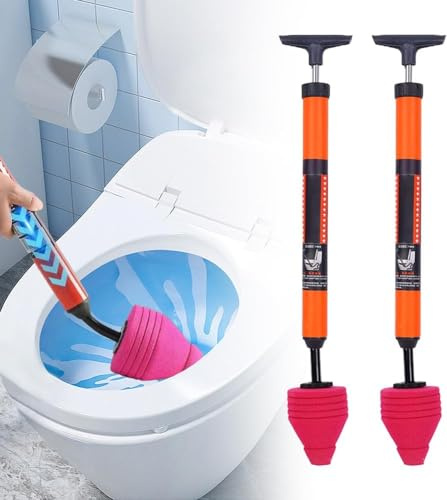 Toilet Plunger, 2025 Upgrade Drain Unblocker, Plunger Toilet Unblocker Heavy Duty, Sewer Dredge Cleaning Tool Sink Unblocker, Toilet Plungers for Unblocking Bathtub, Shower, Drain & Pipe Clog (2PCS)