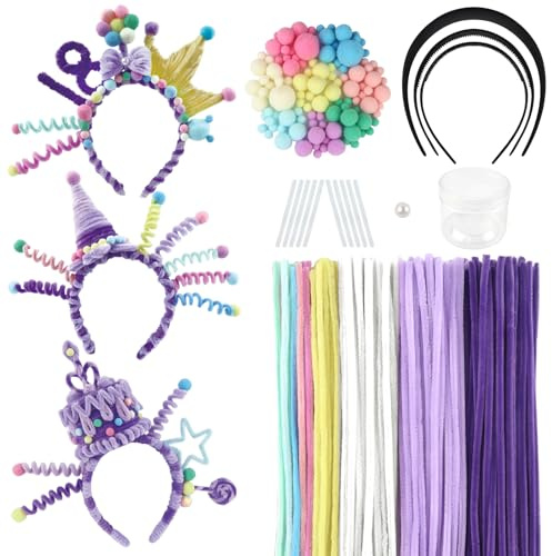 TOAOB 330 Stück Pfeifenputzer Haarreifen Bastelset Anleitung Videos | Pfeifenreiniger Stirnbänder, Accessoires, DIY Geburtstagdeko, Handgefertigt Basteln, Selbstgemachte Haarreif, Bastelset