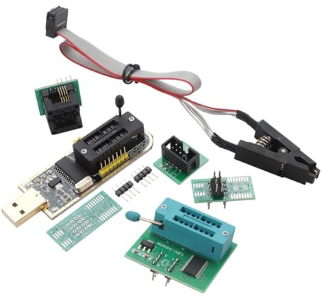 FACAIIO CH341A USB-Programmierer-Set für SOIC8 SOP8 EEPROM BIOS Flash 24CXX 25CXX 93CXX mit 1,8 V Adapter und 3,3 V 5 V Ausgang