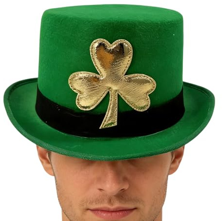 Générique Hut, hohe Form, Kostüm-Zubehör, irischer grüner Hut, Glückssymbol, St. Patrick's Day, für Zauberer, Erwachsene, Shows, Partys, Rollenspiele