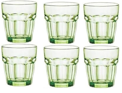mille idee Set 6 Bicchieri Rock Bar Bormioli Rocco – Vetro Colorato – Bicchieri Acqua e Cocktail – Resistenti (Verde)
