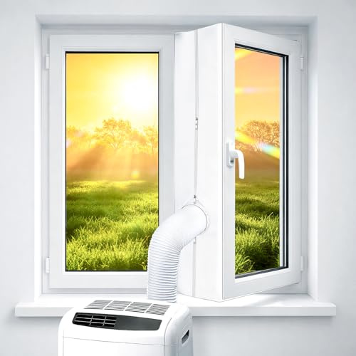 OWYR 400CM Fensterabdichtung für Mobile Klimageräte, Klimaanlagen, Wäschetrockner, Ablufttrockner, Hot Air Stop für Fenster, Dachfenster und Flügelfenster, Double Zip, Fensterabdichtung Klimaanlage