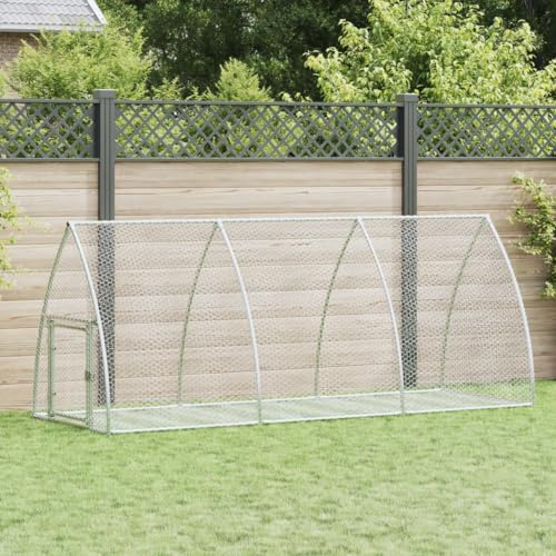Mokuyary Hasenstall Silbern 300x105x120 cm Verzinkter Stahl Hasenstall, Hasenkäfig Kleintierkäfig Kleintiergehege Hasenhaus, Hühnerstall Meerschweinchenstall