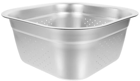 Angoily Colador Metálico Cuadrado 30 CM de Acero Inoxidable para Lavado de Alimentos, Escurridor para Cocina Doméstica y Profesional