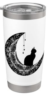 Luna y gato Vaso térmico de acero inoxidable de doble pared