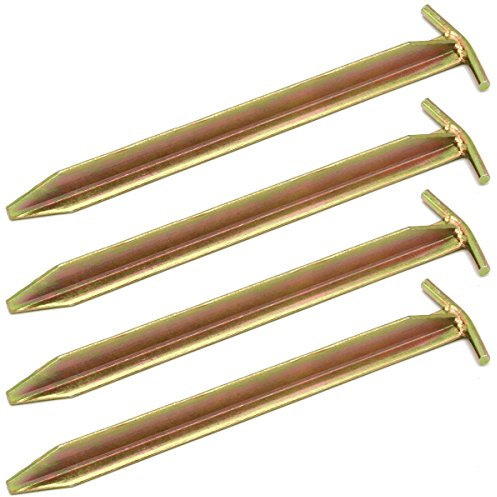 AMANKA Set de 4 Estacas de Acero galvanizado 300x25mm en Forma de T para anclar Grandes Tiendas de campaña en Suelos Duros