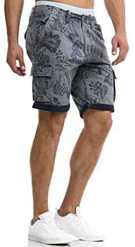 Indicode Herren Albert Cargo Shorts Hawaii | Kurze Hose Bermuda Cargoshorts für Männer Iron, M