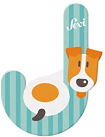 Sevi Letter J Jack Russel Wooden letters for children's bedroom decor | 10cm | Animal Alphabet | model 83010