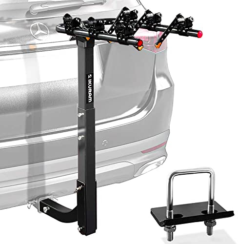 IKURAM 3 Bike Rack Bicycle Carrier Racks Hitch Mount Double Foldable Rack for Cars, Trucks, SUV's and minivans with a 2 Hitch Receiver