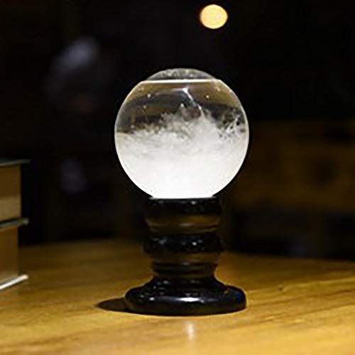 DeliBest Sturmglas-Wettervorhersage, kreative stilvolle Wetterstation Forecaster Sturmglasflaschen-Barometer, Tischdekoration Handwerk (Kristallkugel + Basis)