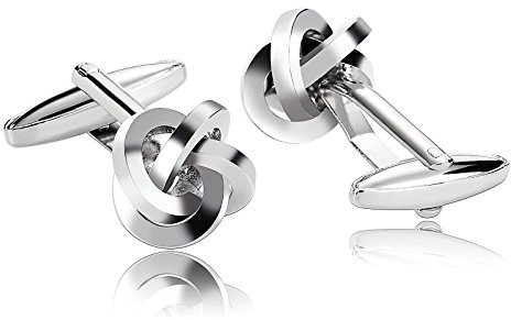 Beydodo Edelstahl Herren Hochzeit Manschettenknöpfe (Cufflinks) Knoten Silber Manschettenknöpfe Hemd Business