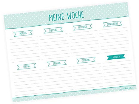 Wochenplaner mint - A5 Block 50 Blatt Papier Notizblock Wochenkalender Planer Schreibtisch Organisieren Punkte