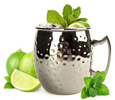 Sendez 2 x Schwarze Moscow Mule Becher 500 ml Handgemachter Moskau Mule Cocktailkrug