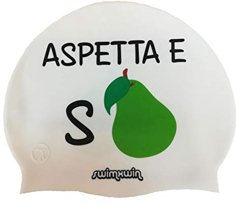 Swimxwin Cuffia in Silicone Aspetta e Spera | Cuffia da Nuoto|Cuffia da Piscina | Grande Comfort e Aderenza | Design e Stile Italiano