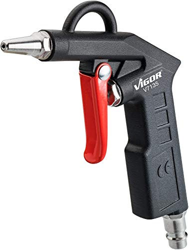VIGOR kurze Ausblaspistole (robustes Aluminiumgehäuse, Betriebsdruck: 6 bar, Luftbedarf:, inkl. Anschlussnippel) V7135