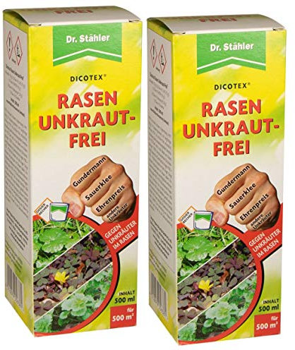 Dr. Stähler 056381 Rasen Unkrautfrei, gegen Unkräuter, 2 x 500 ml Inklusive Dosierbecher