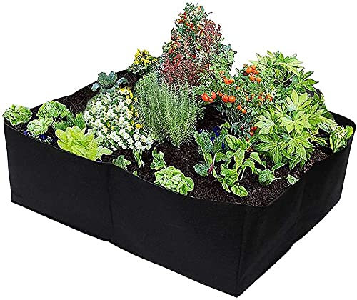 GCSQF Jardinera para Patio Jardín Elevadas Cama de jardín de Tela de 4 Rejillas divididas, Cama de jardín elevada, Bolsa de Cultivo Cuadrada, Maceta de contenedores para Plantas, Hierba, Flor, vege